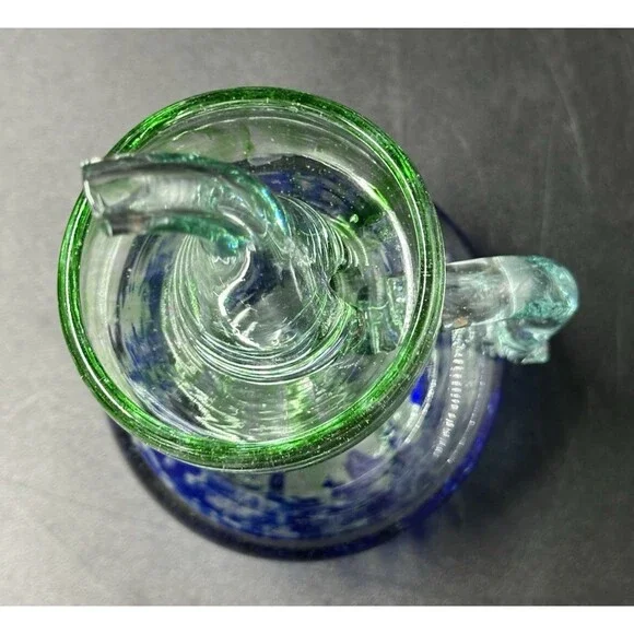 Lafiore Handblown Artistic Mallorca Green and Blue Glass Oil Bottle - Picture 5 of 9